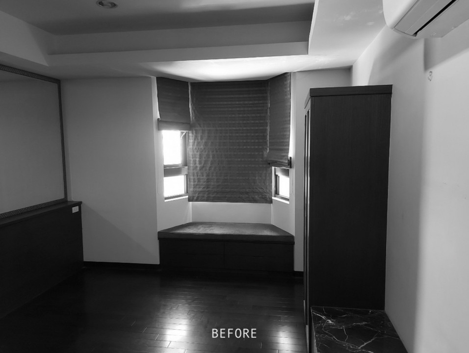 臥室原老式風格,若不拉開窗簾就是一片灰暗。