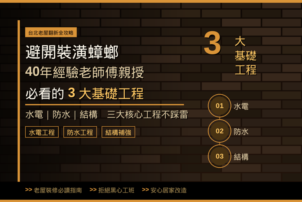 台北老屋翻新全攻略：避開裝潢蟑螂，40年經驗老師傅教你必看的 3 大基礎工程